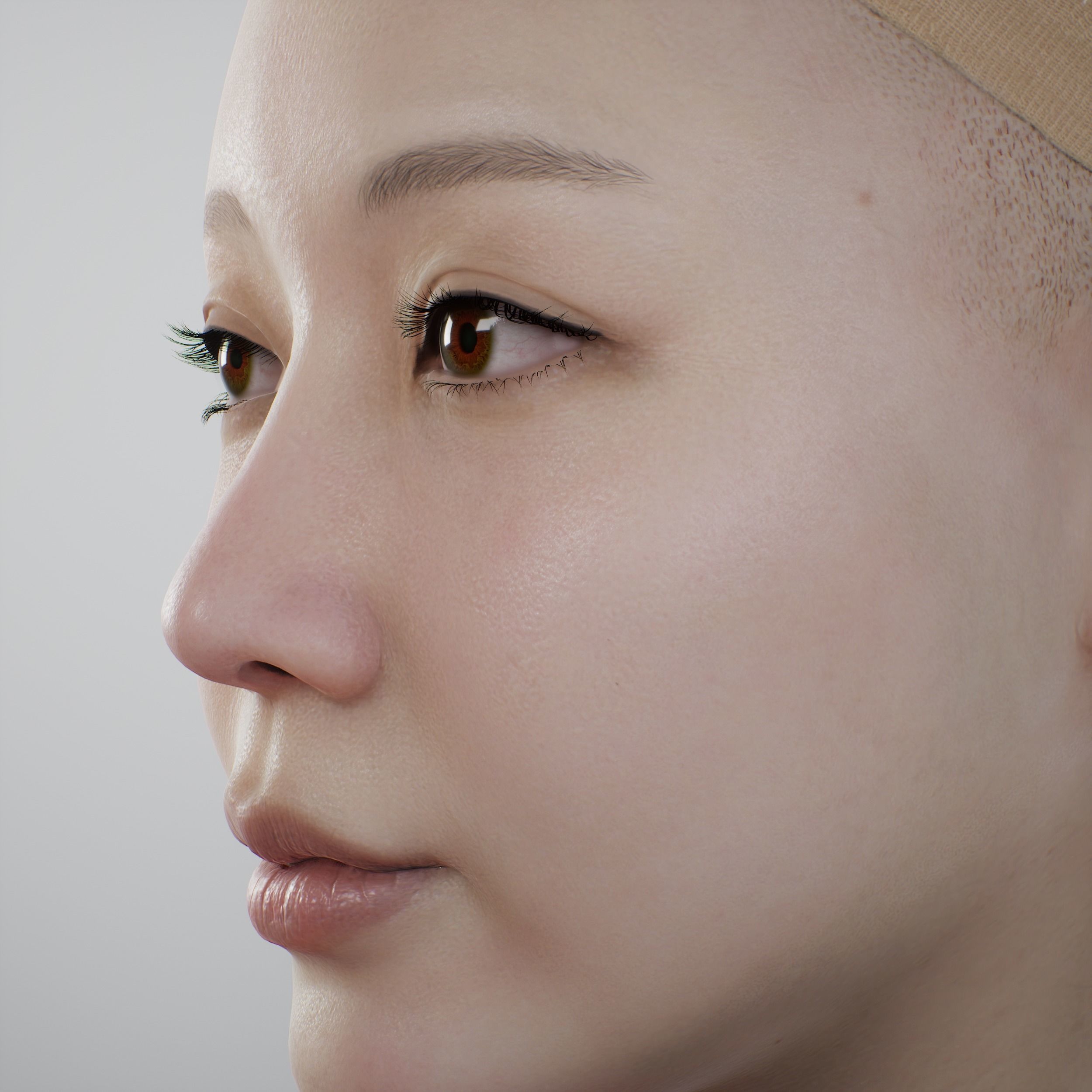 Face of Korean Female Low-poly 3D model_2