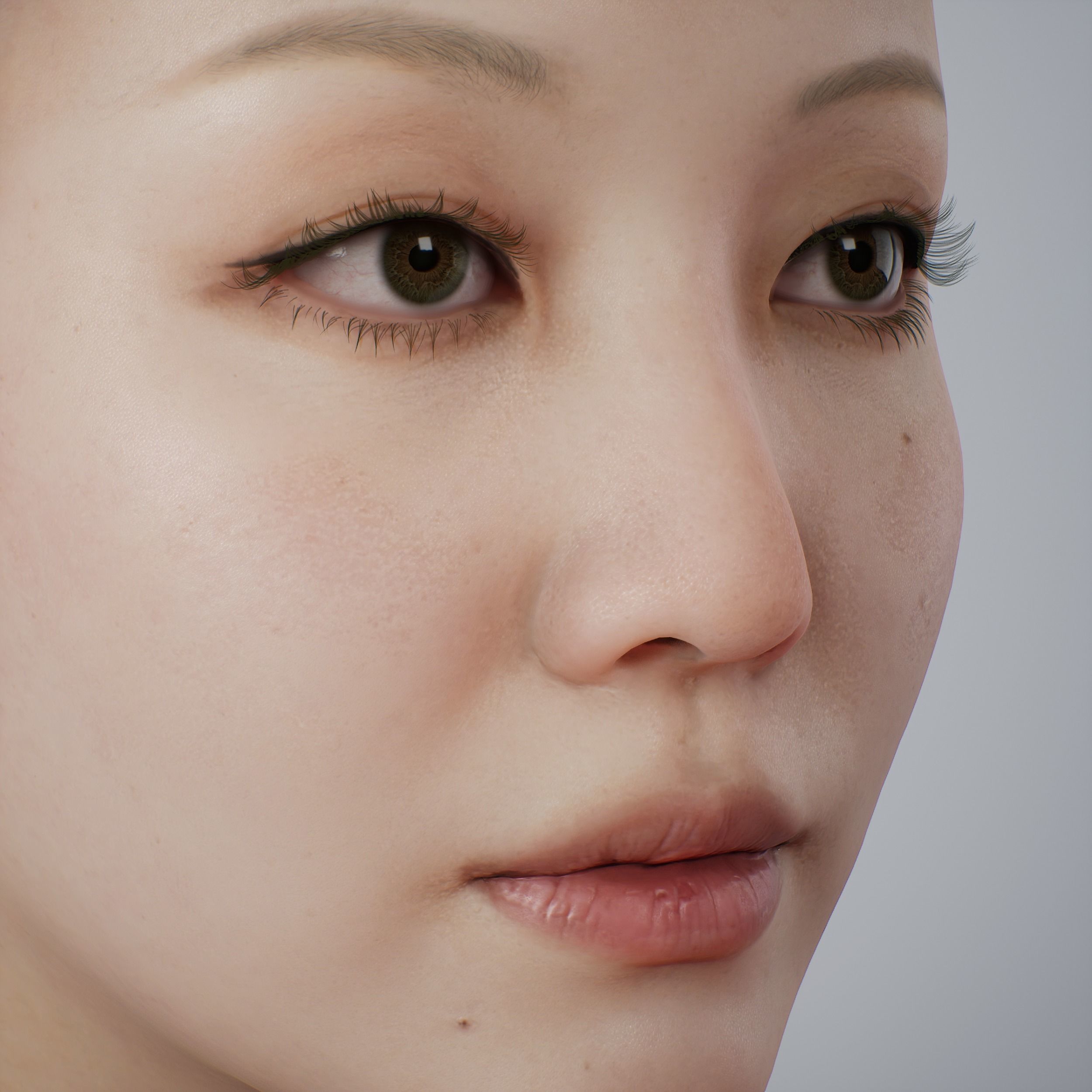 Face of Korean Female Low-poly 3D model_7
