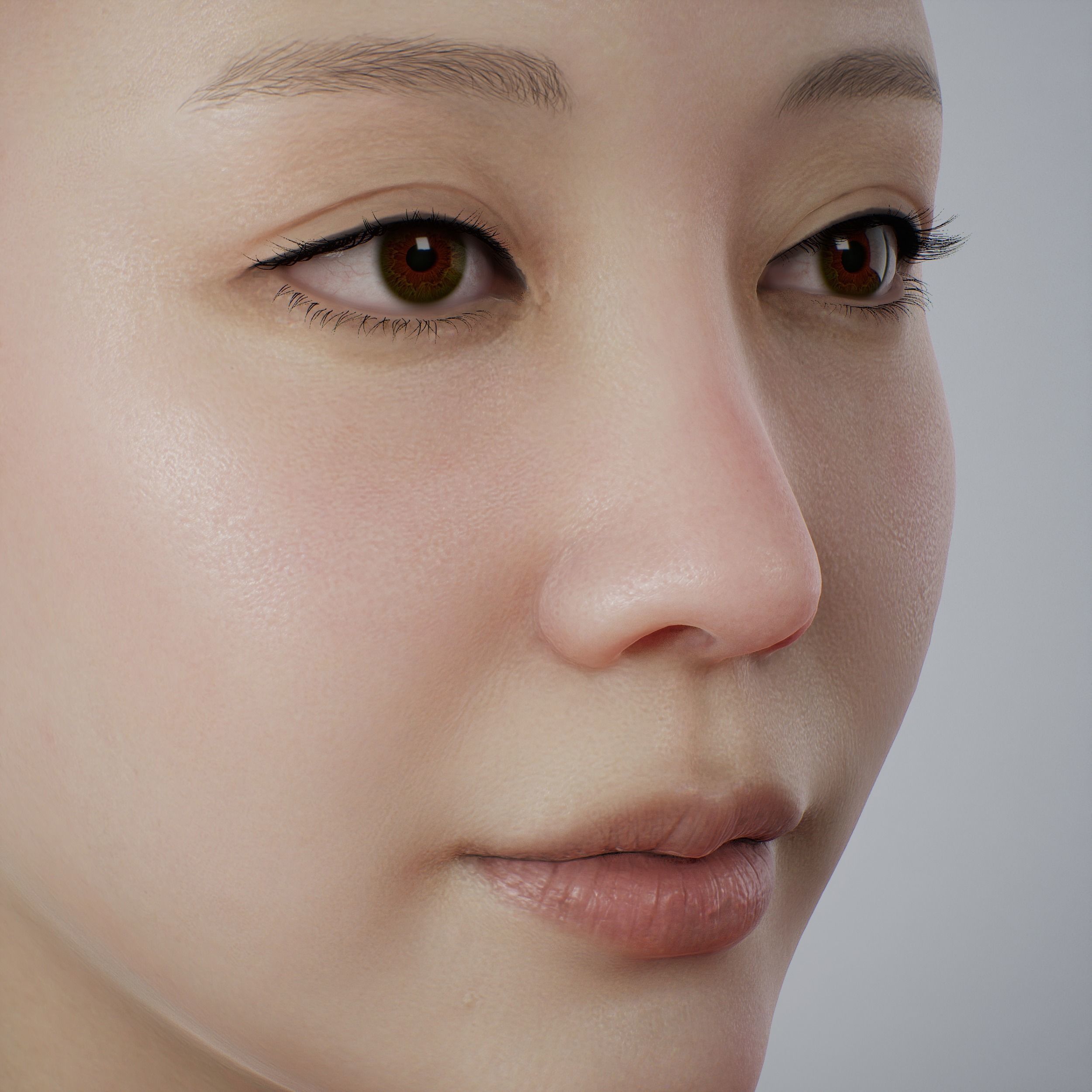 Face of Korean Female Low-poly 3D model_3