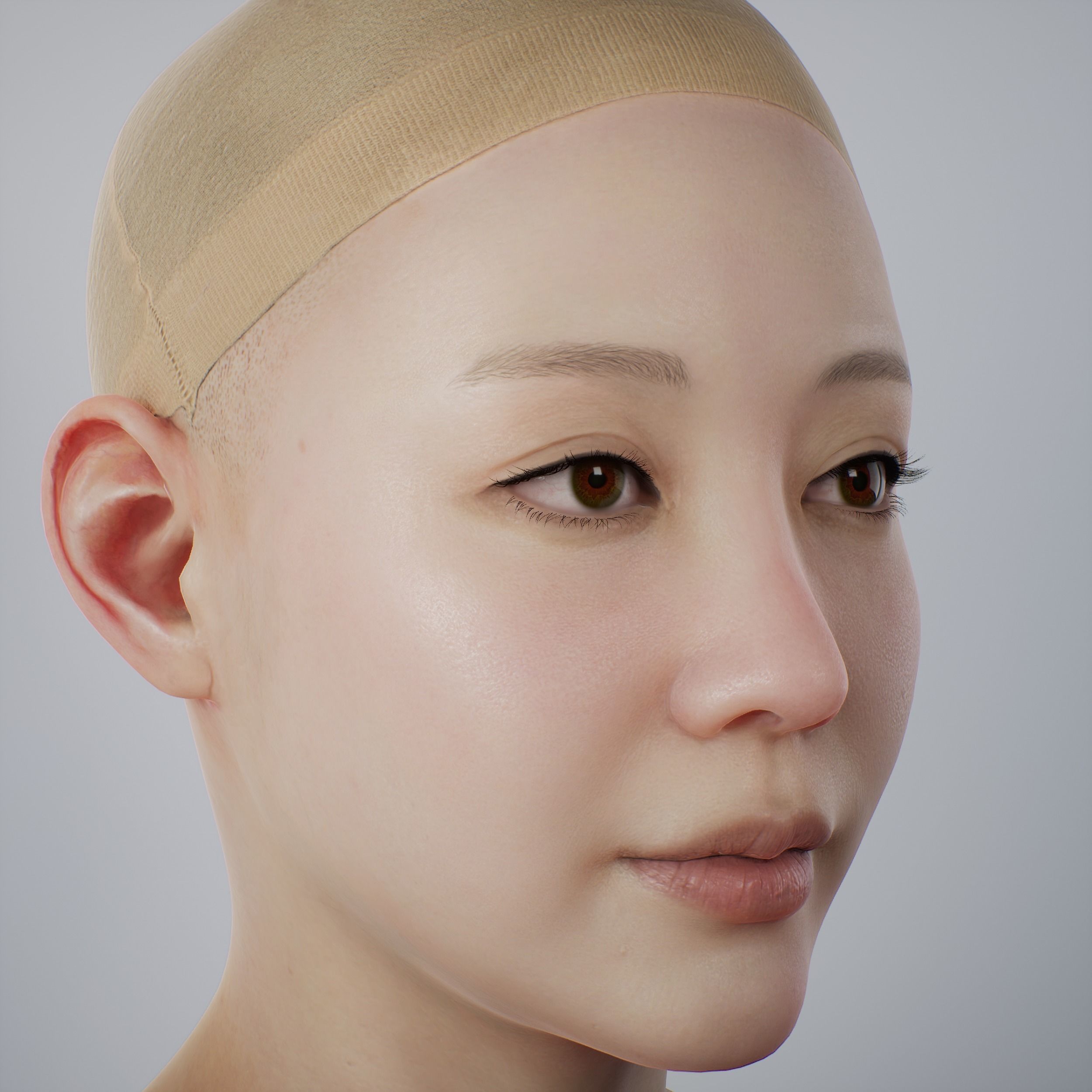 Face of Korean Female Low-poly 3D model_1