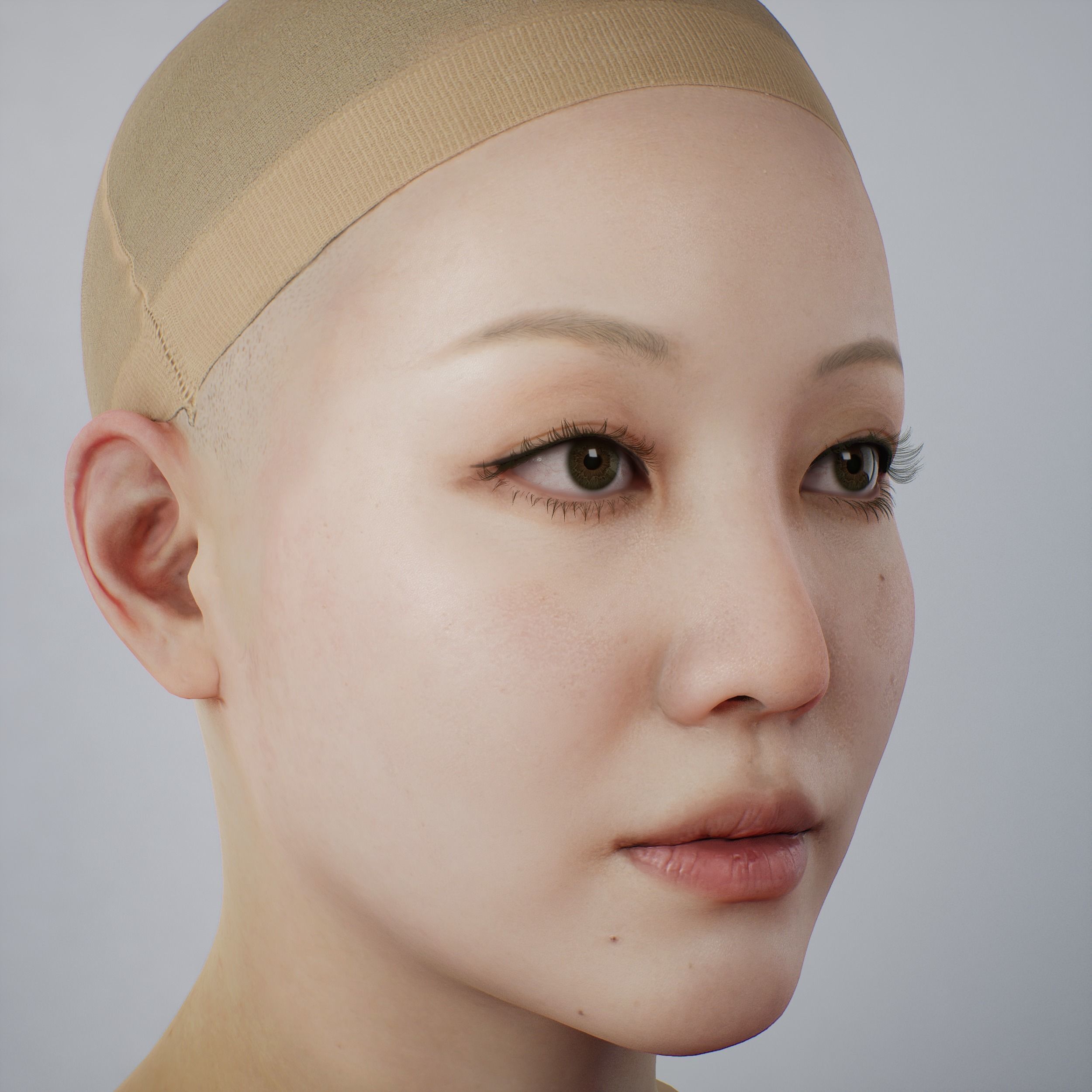 Face of Korean Female Low-poly 3D model_5