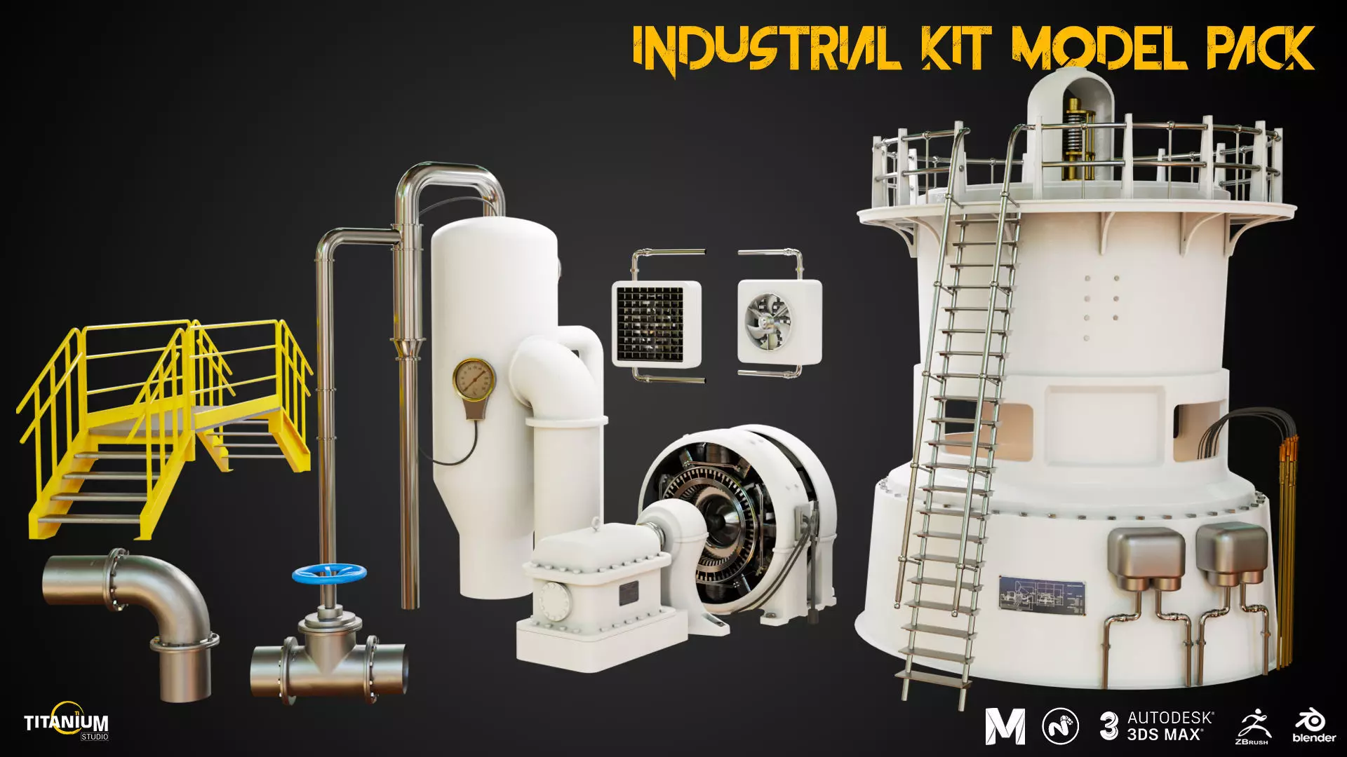 Industry Interior Kit 3D Model Pack Low-poly 3D model_0