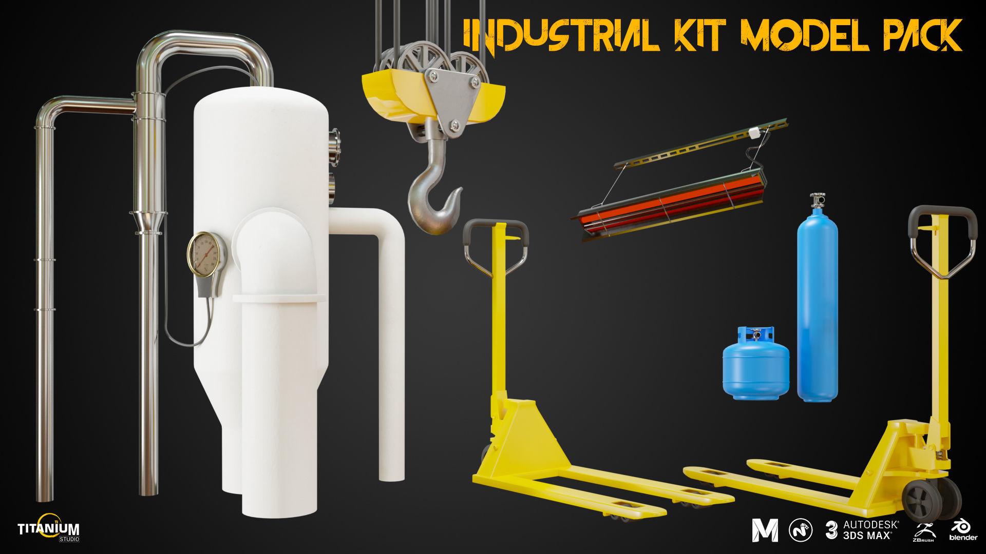 Industry Interior Kit 3D Model Pack Low-poly 3D model_6