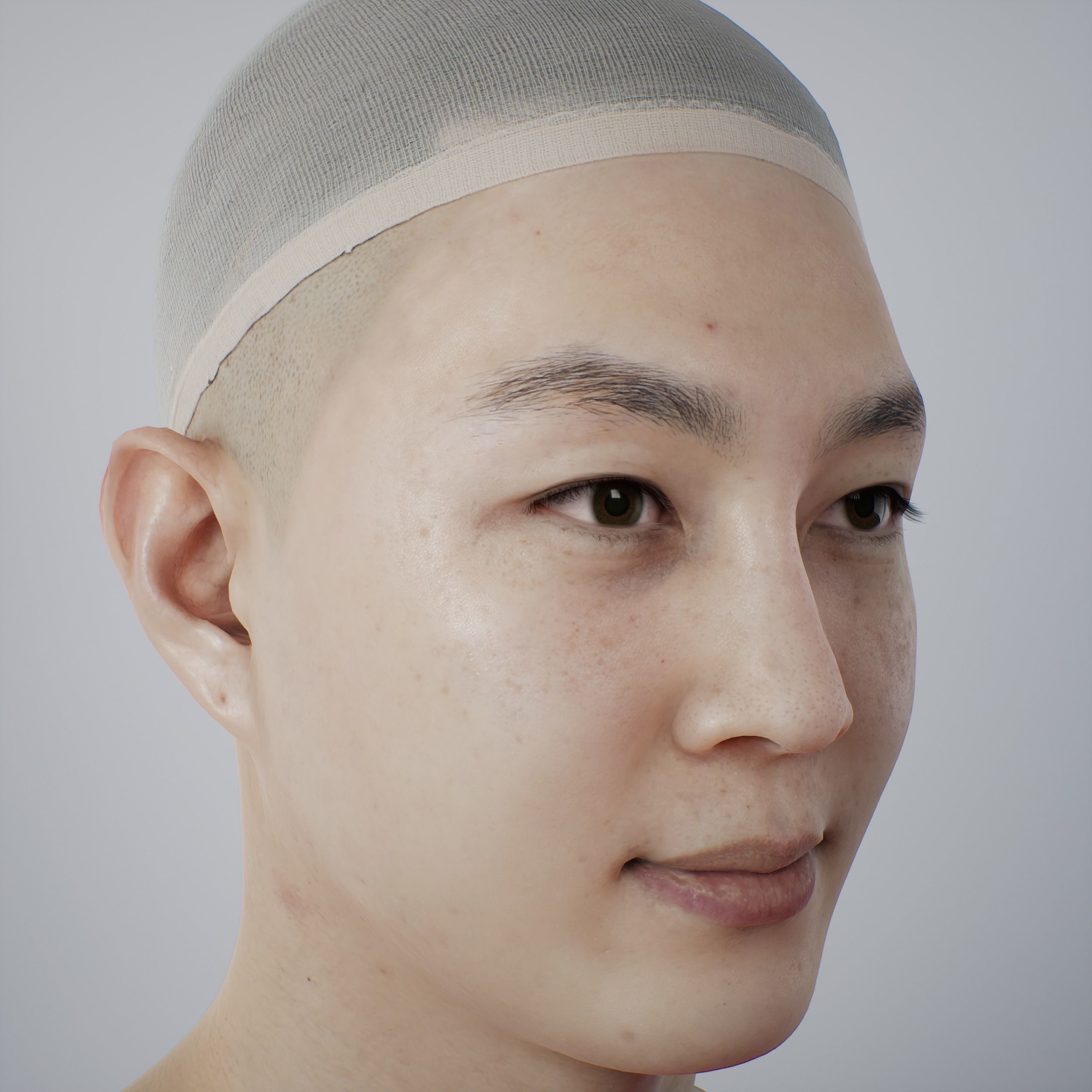 Face of Korean Male Low-poly 3D model_1