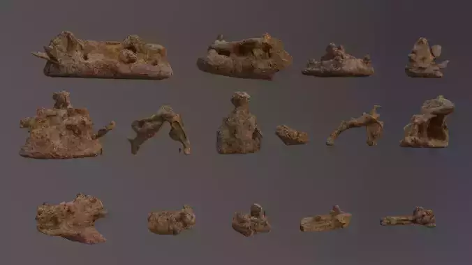 Low Poly Cliff Rock Set For Games