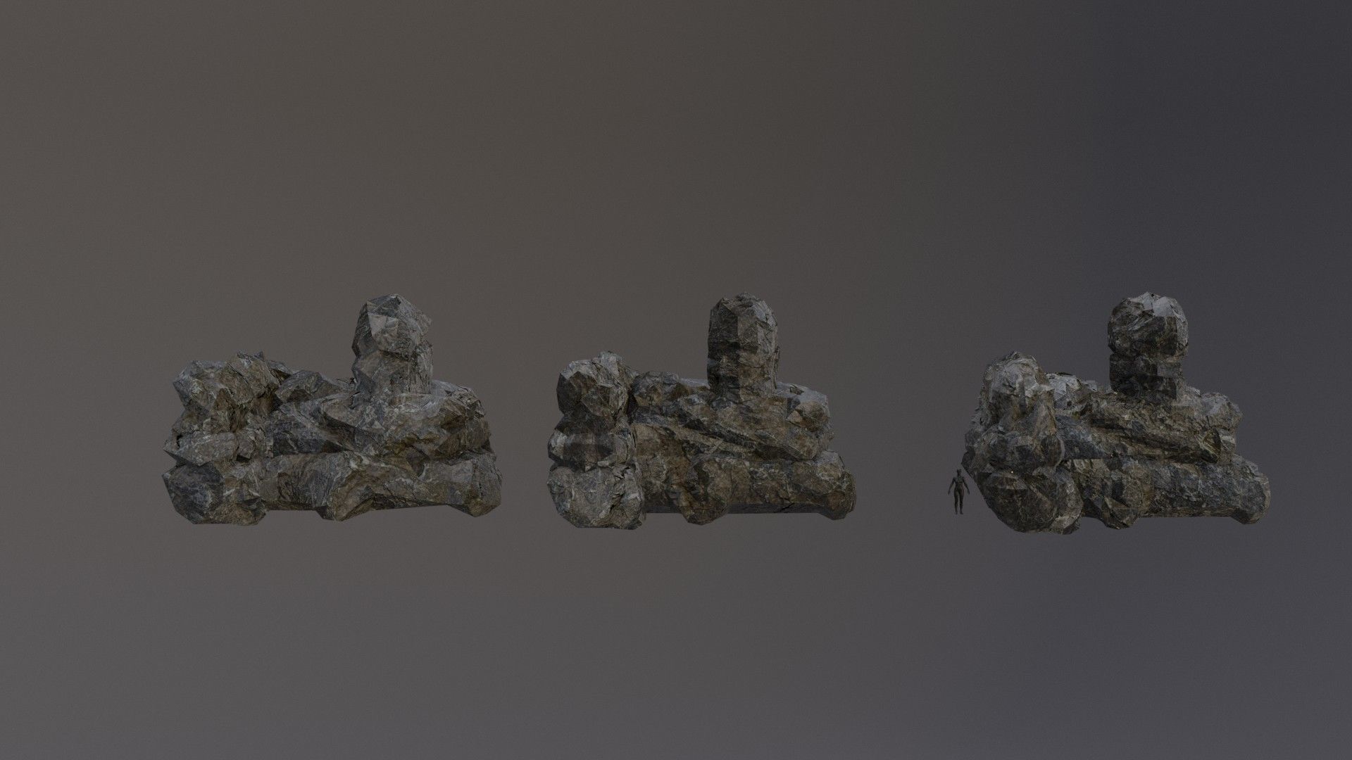 Low Poly Cliff Rock Set For Games Low-poly 3D model_1