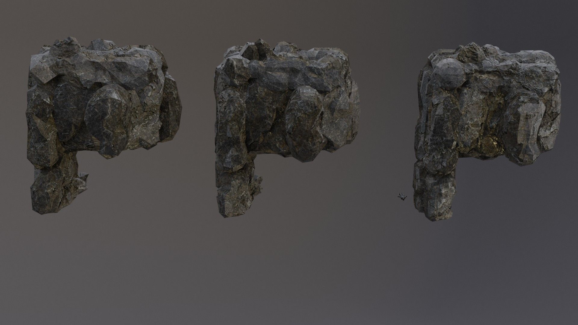 Low Poly Cliff Rock Set For Games Low-poly 3D model_3