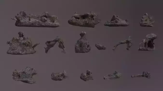 Low Poly Cliff Rock Set For Games