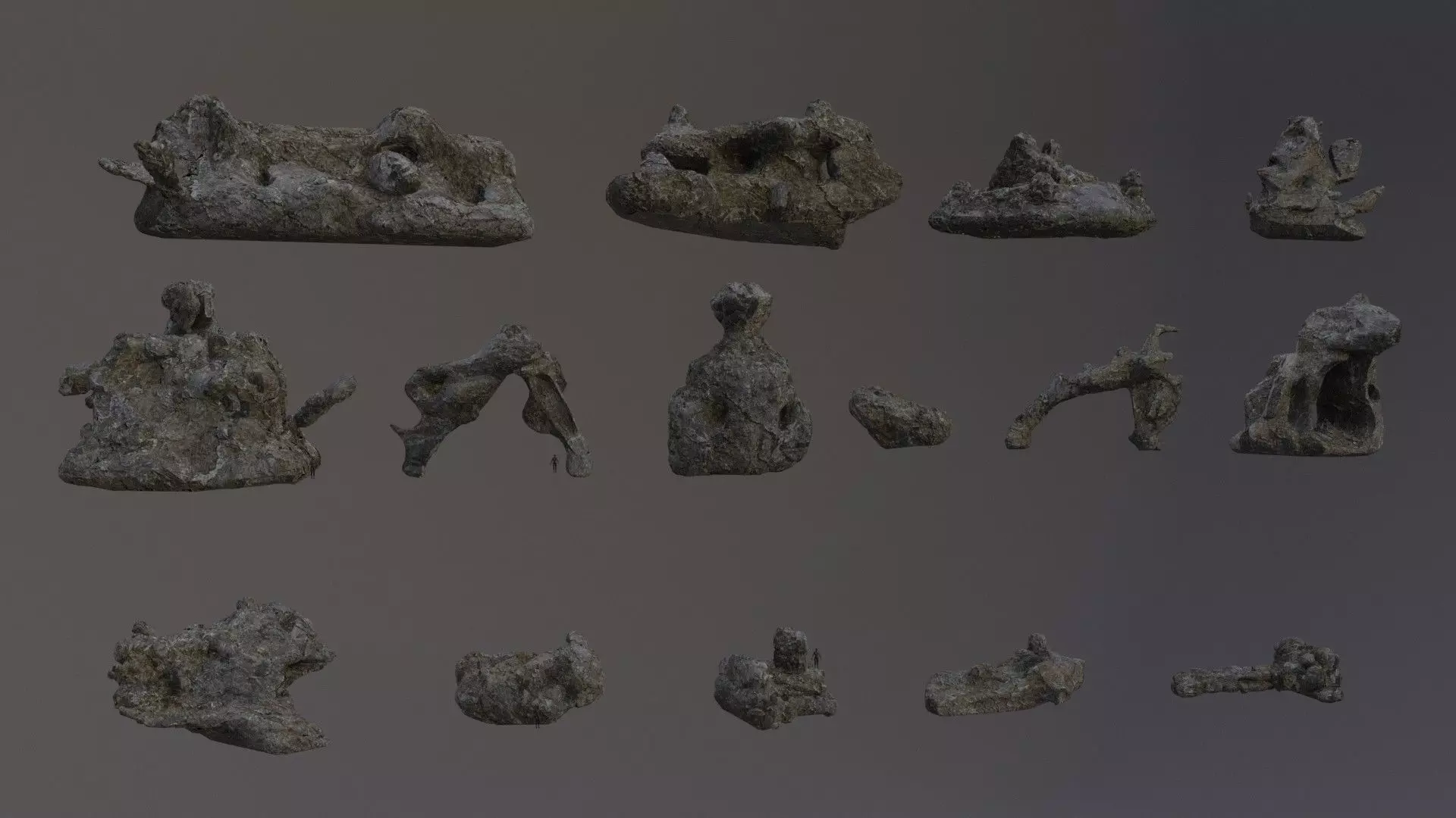 Low Poly Cliff Rock Set For Games Low-poly 3D model_0