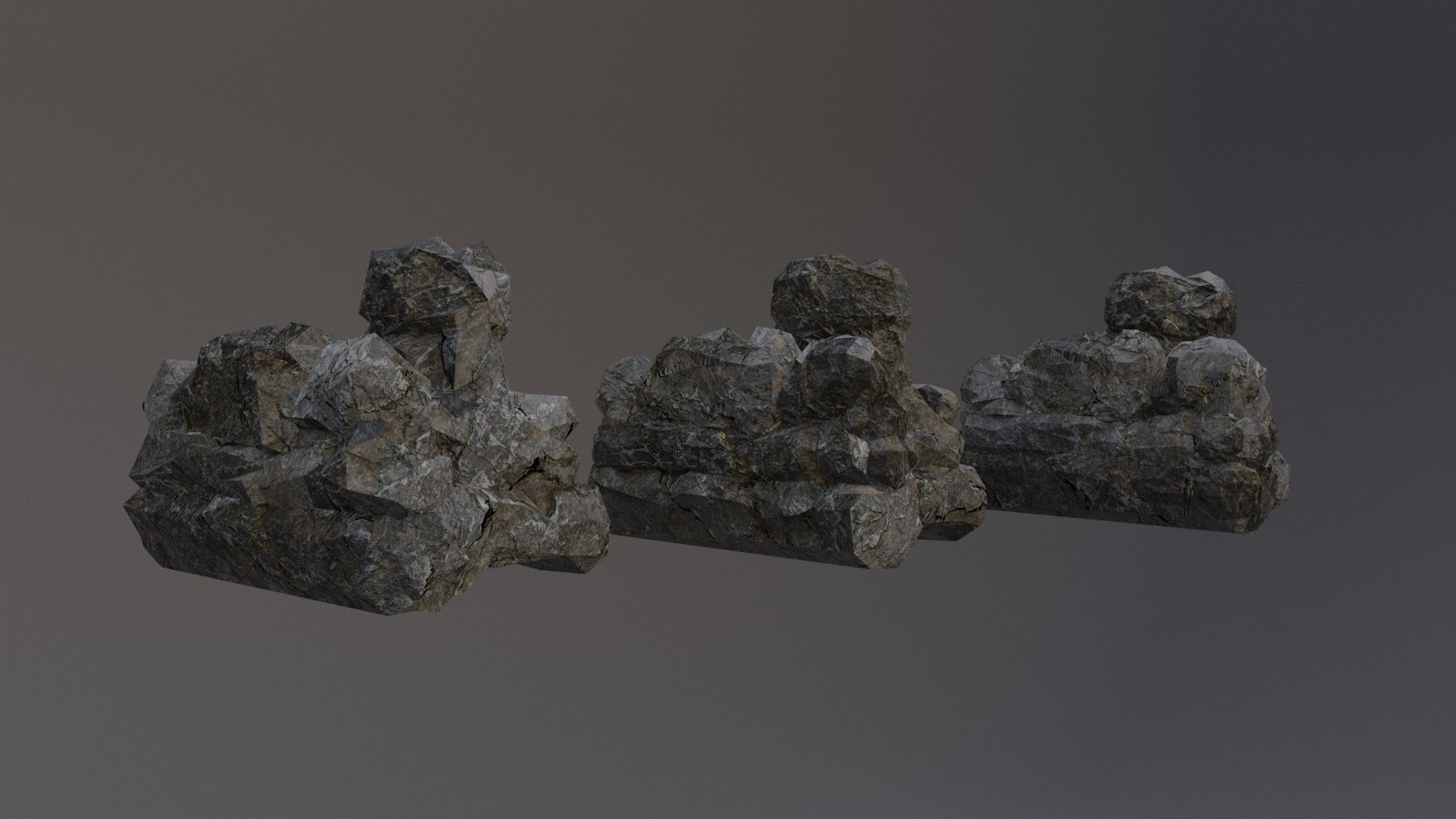Low Poly Cliff Rock Set For Games Low-poly 3D model_2