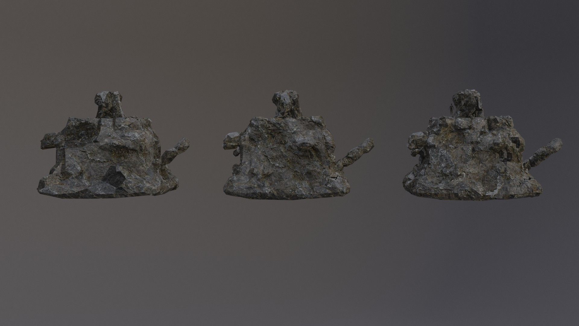 Low Poly Cliff Rock Set For Games Low-poly 3D model_39