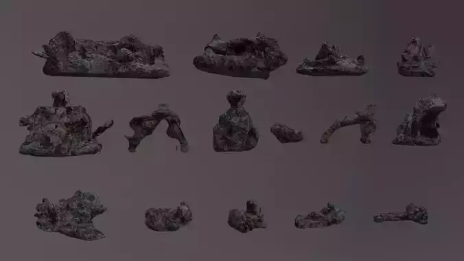 Low Poly Cliff Rock Set For Games 