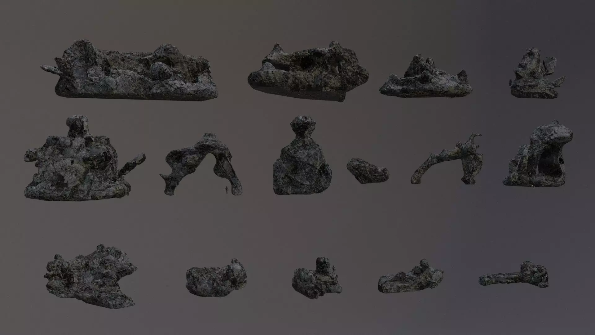 Low Poly Cliff Rock Set For Games  Low-poly 3D model_0