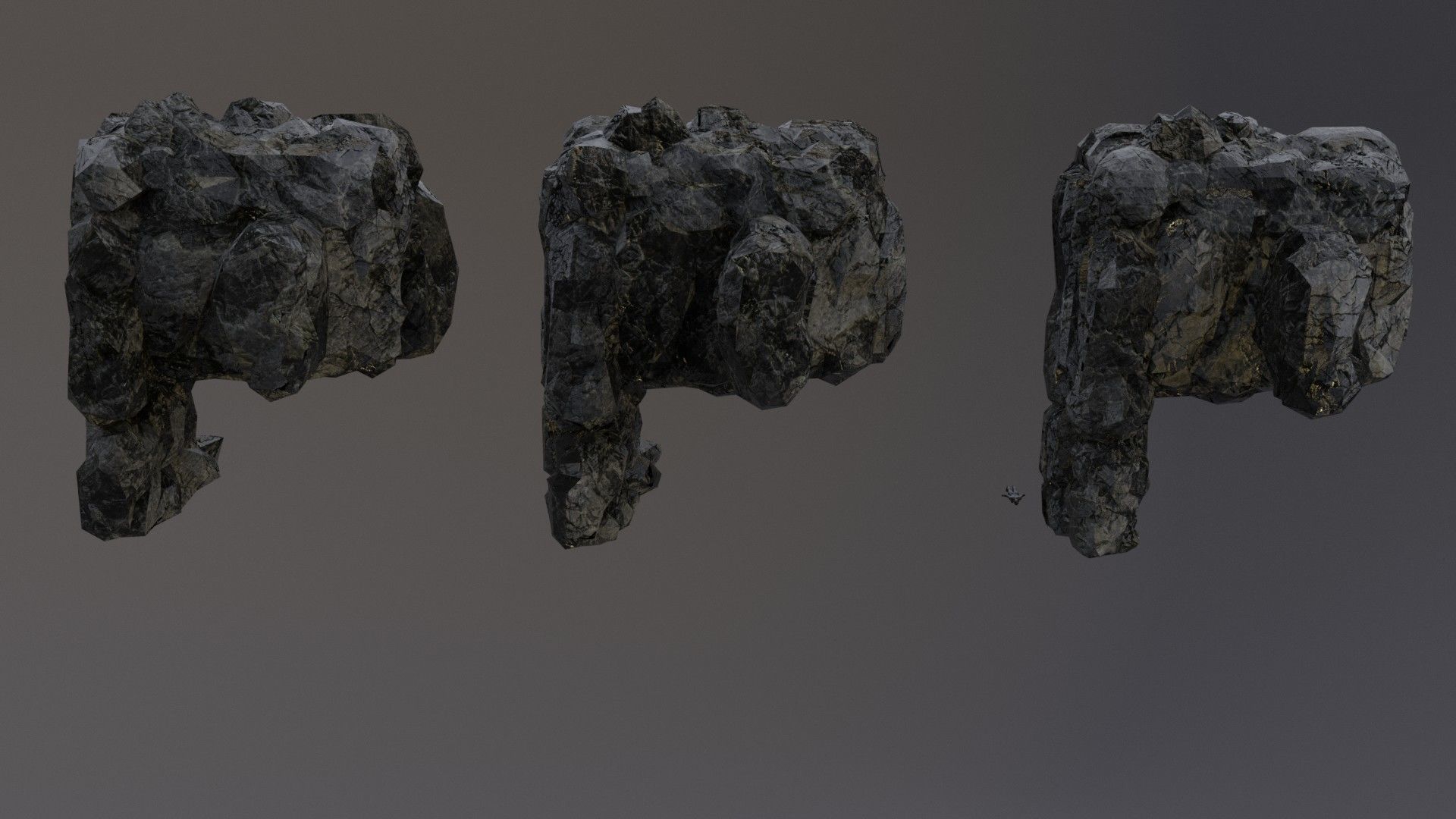 Low Poly Cliff Rock Set For Games  Low-poly 3D model_3