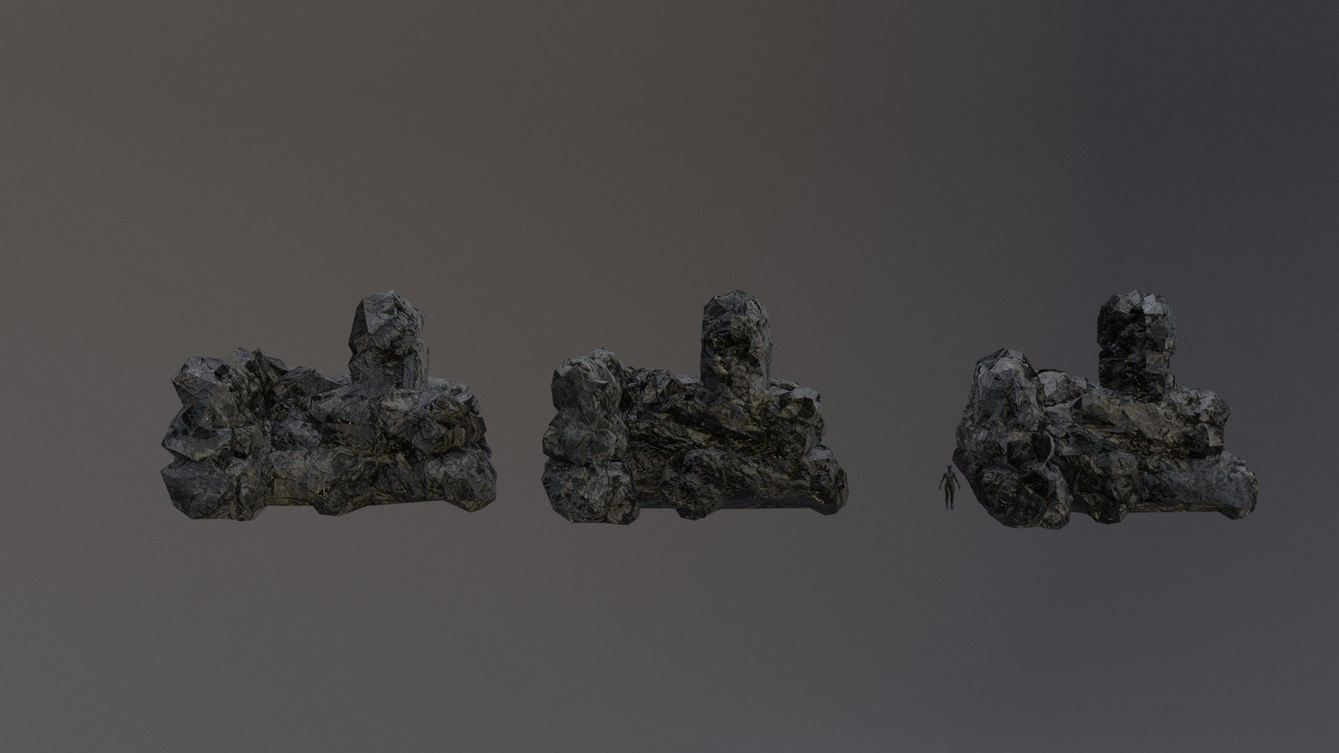 Low Poly Cliff Rock Set For Games  Low-poly 3D model_1