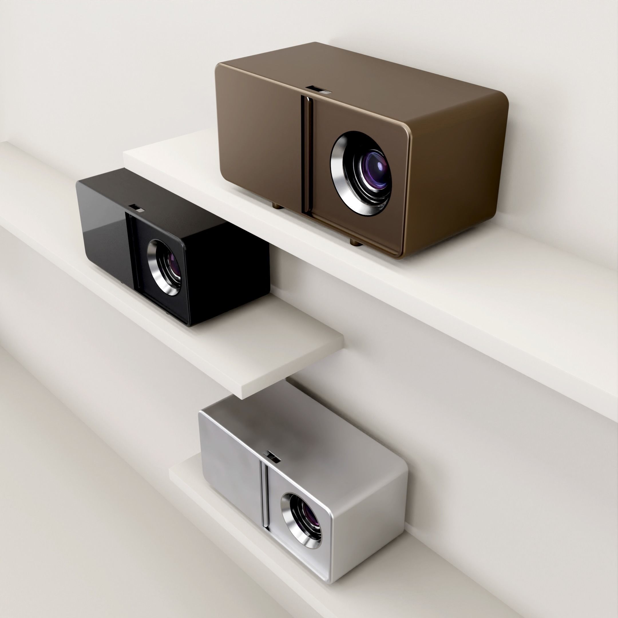 Projectors 3 units Low-poly 3D model_1