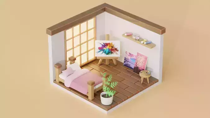 Isometric cozy room 