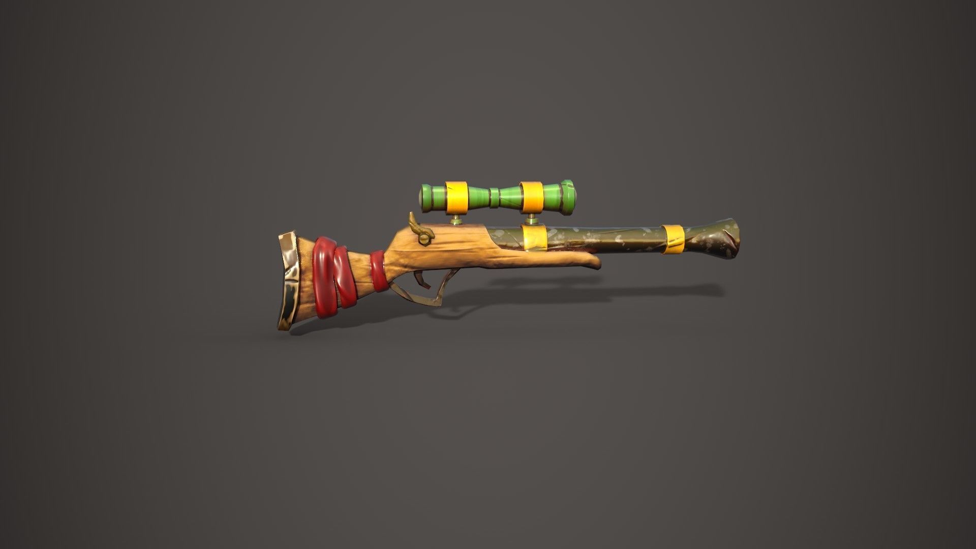 Stylized Rifle Gun Low-poly 3D model_2