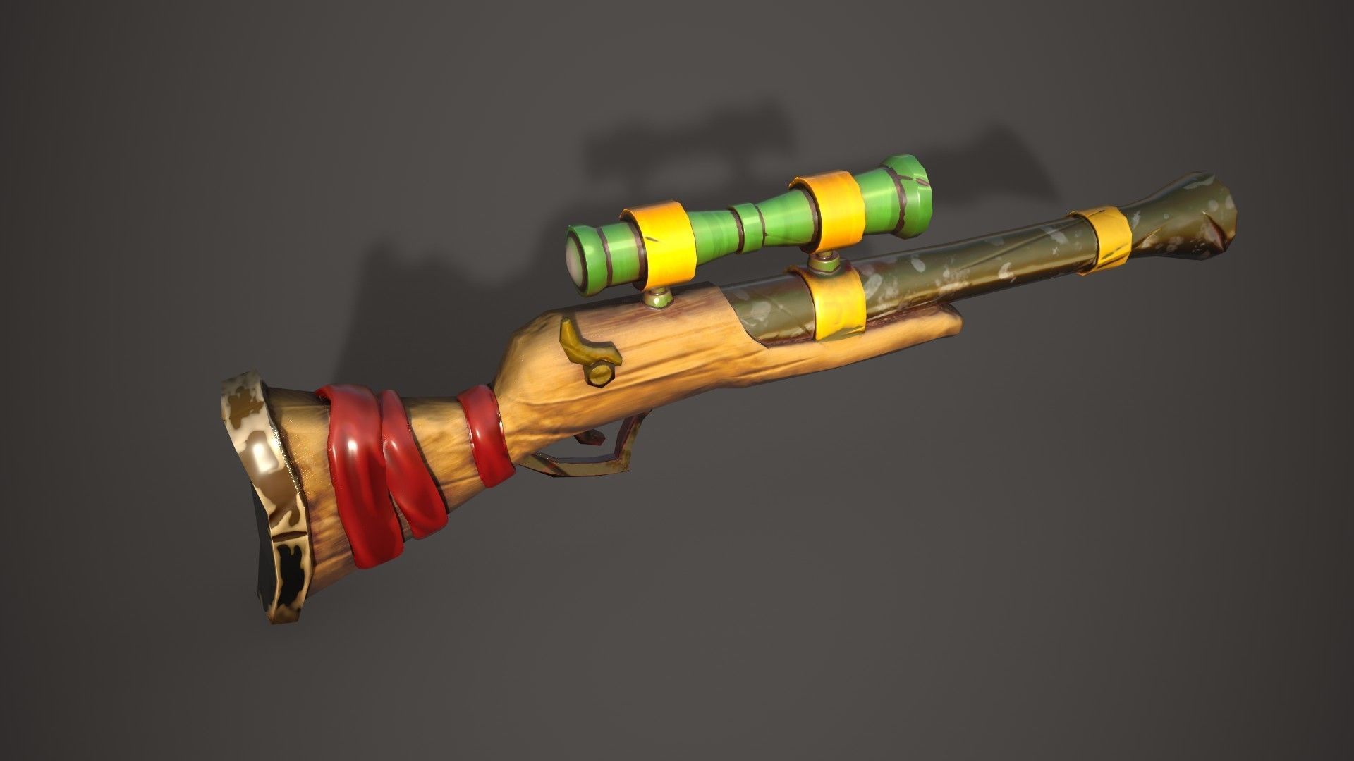 Stylized Rifle Gun Low-poly 3D model_7