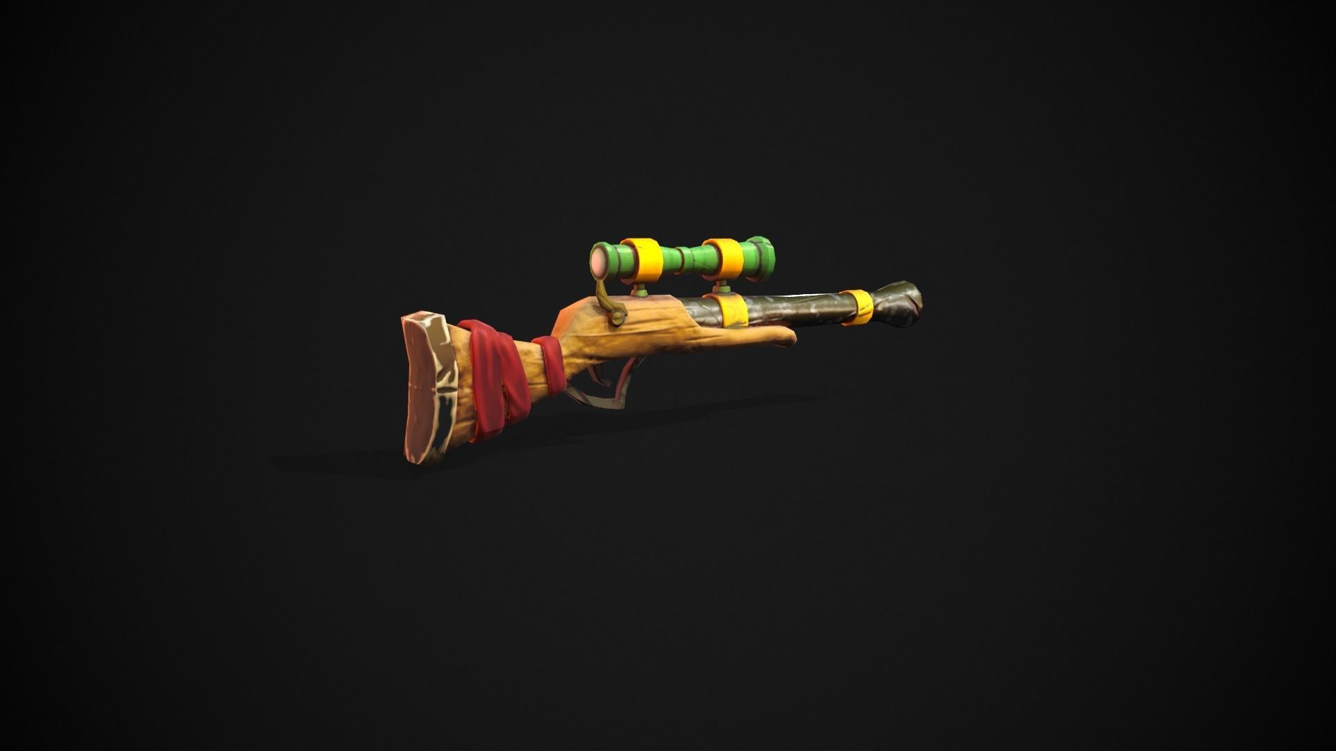 Stylized Rifle Gun Low-poly 3D model_16