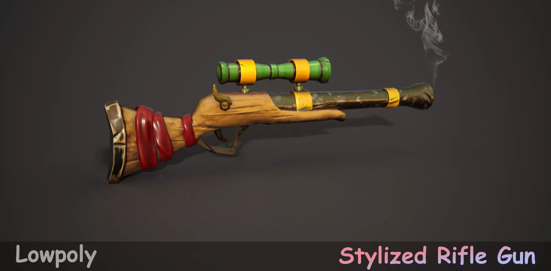 Stylized Rifle Gun Low-poly 3D model_0