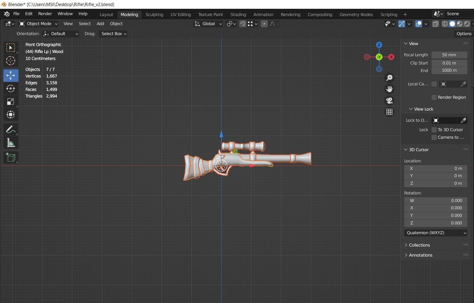 Stylized Rifle Gun Low-poly 3D model_20