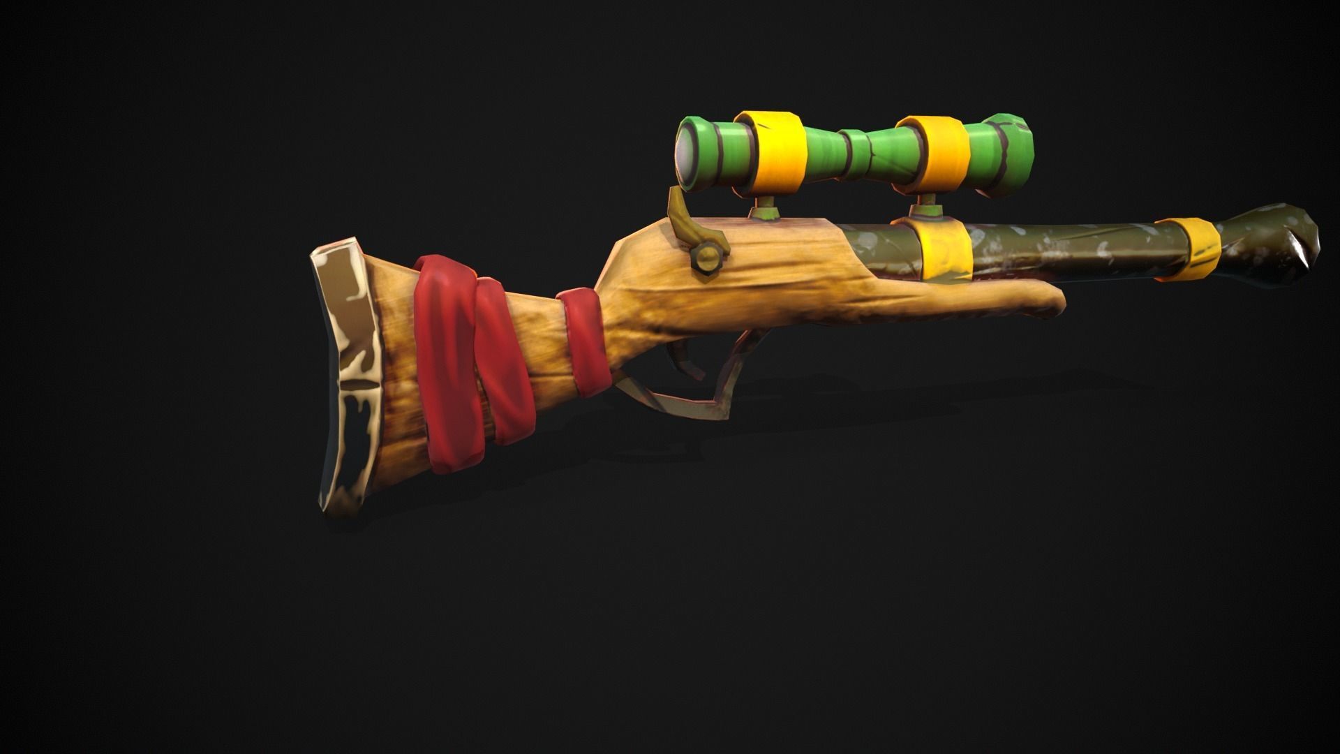 Stylized Rifle Gun Low-poly 3D model_15