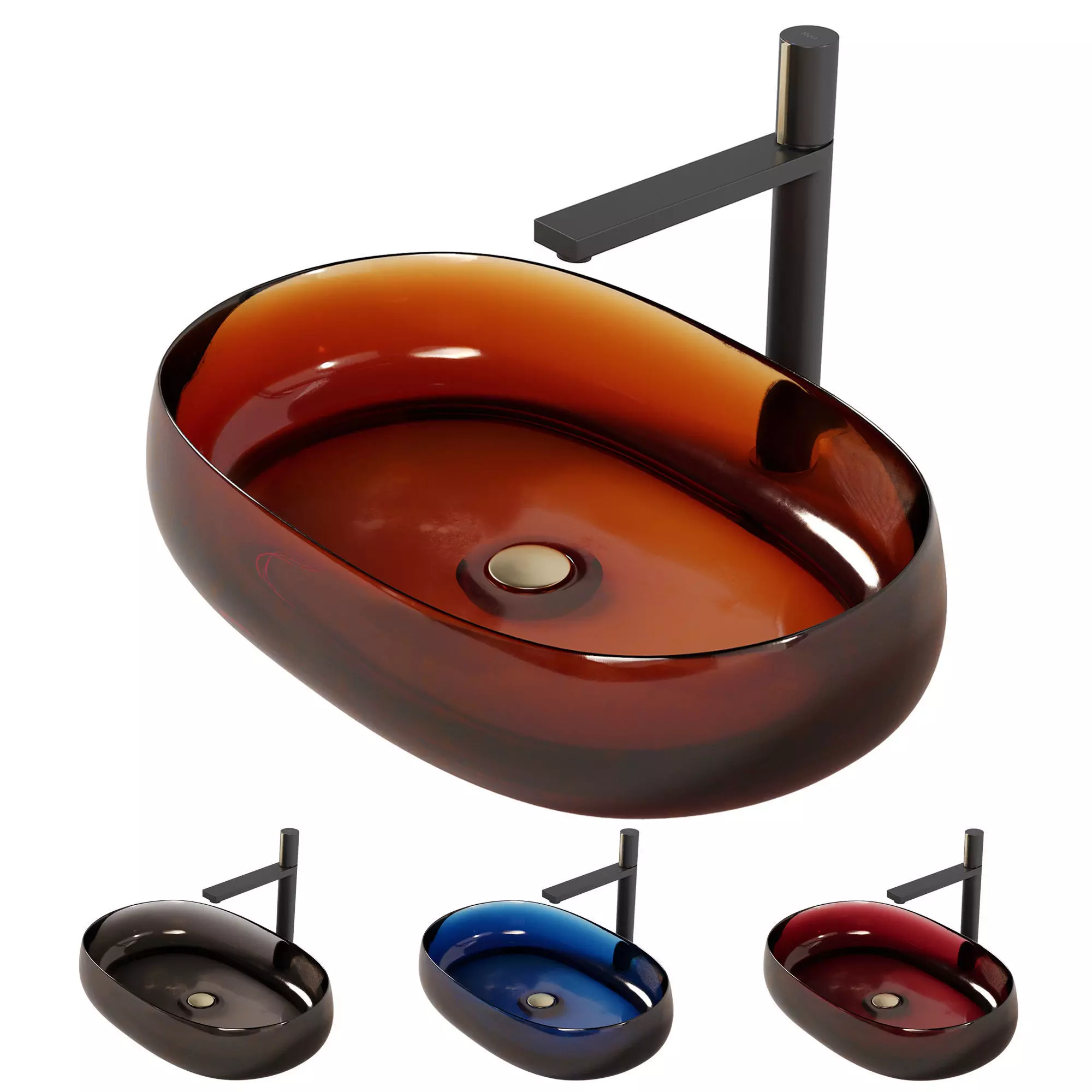 Transparent resin basin with Rea Icon mixer 3D model_0