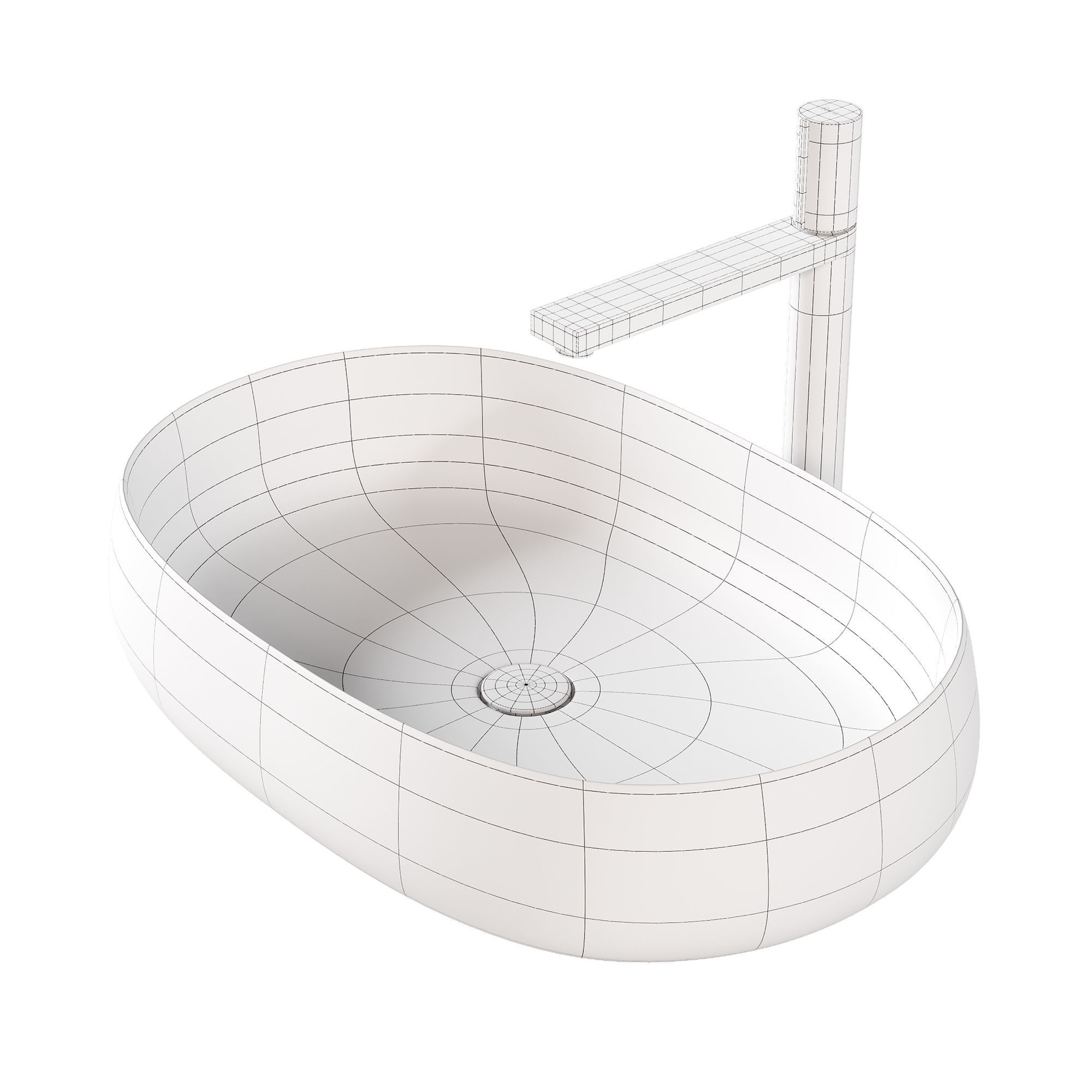 Transparent resin basin with Rea Icon mixer 3D model_2