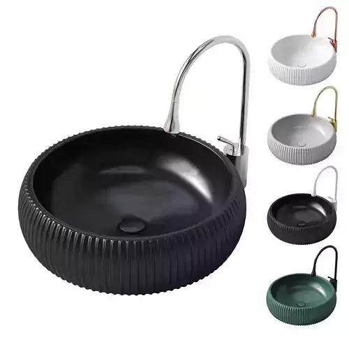 Sink round with Saflihcar mixer 3D model