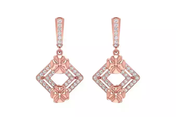 Women Drop Earring 3dm STL OBJ FBX Renders Details