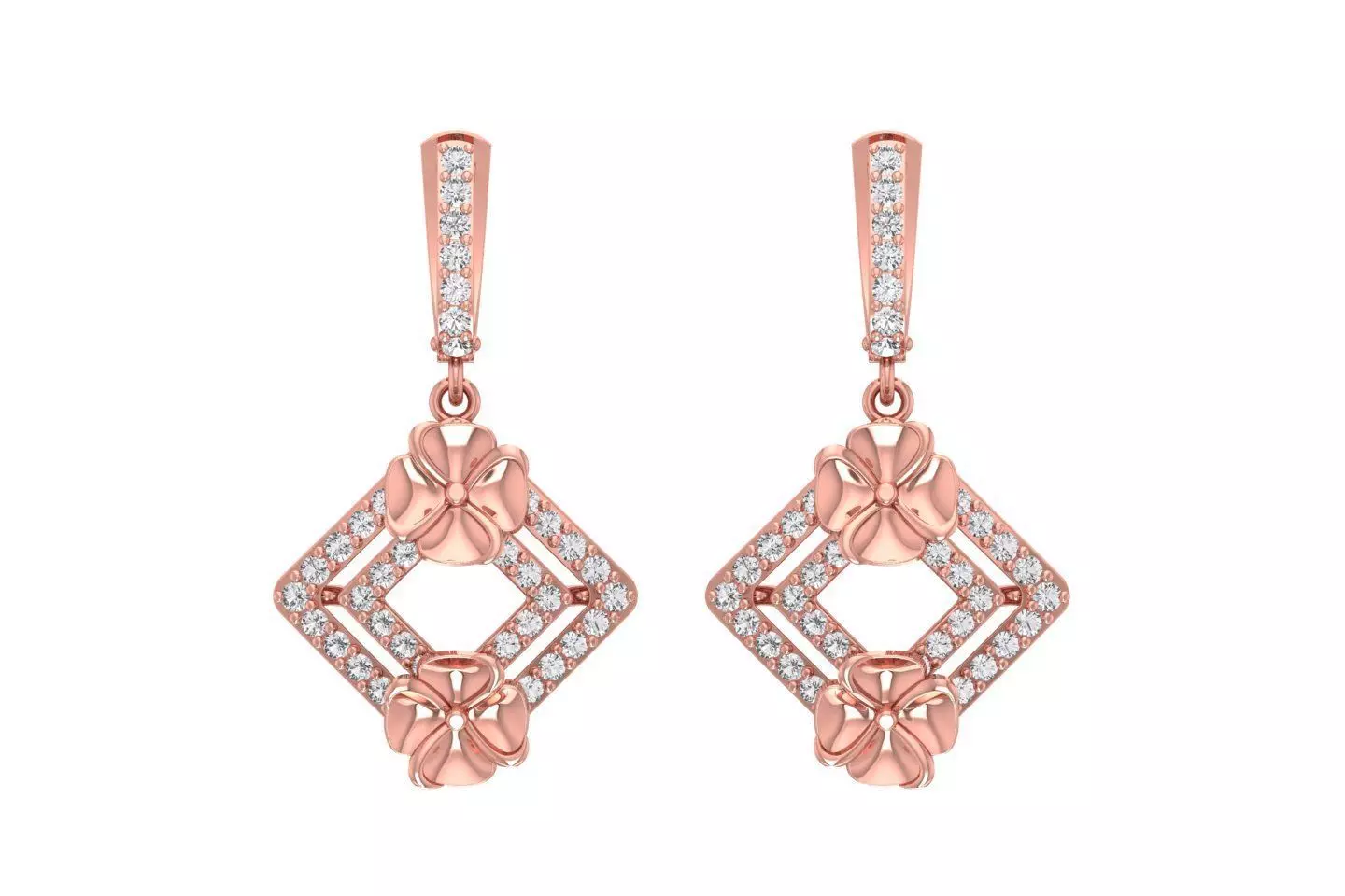 Women Drop Earring 3dm STL OBJ FBX Renders Details 3D print model_0