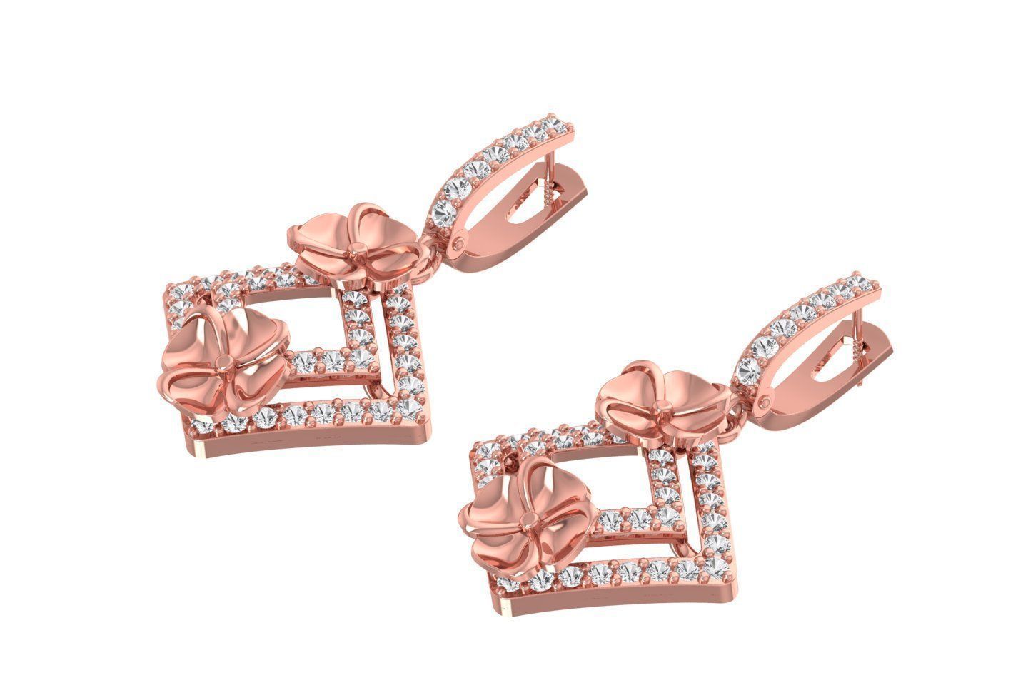 Women Drop Earring 3dm STL OBJ FBX Renders Details 3D print model_1