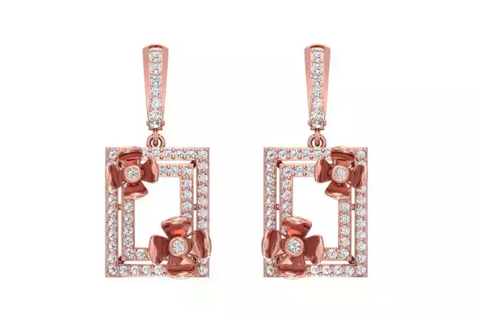 Women Drop Earring 3dm STL OBJ FBX Renders Details
