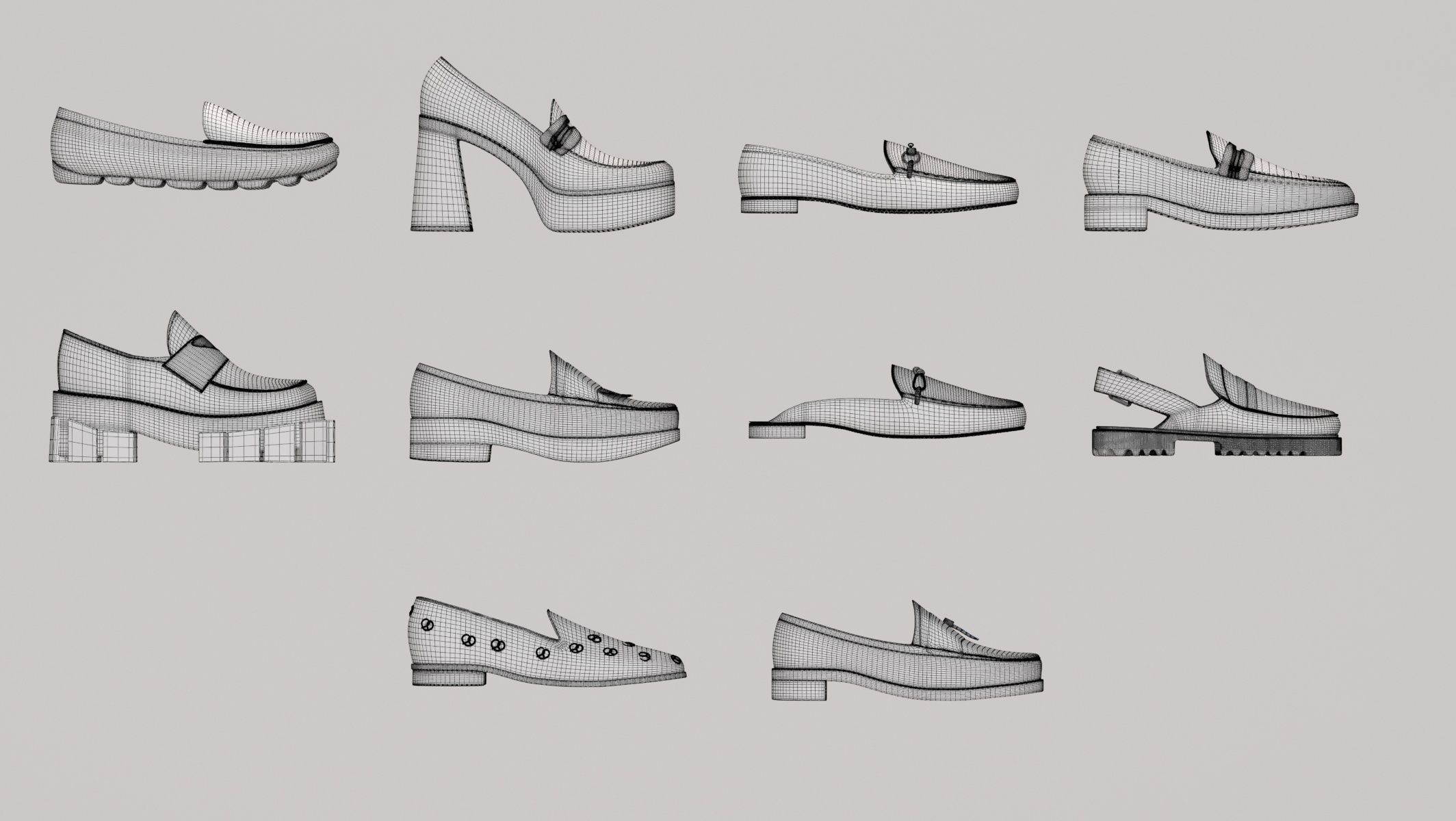 10 different shoes model and 3 types of boots 3D print model_3