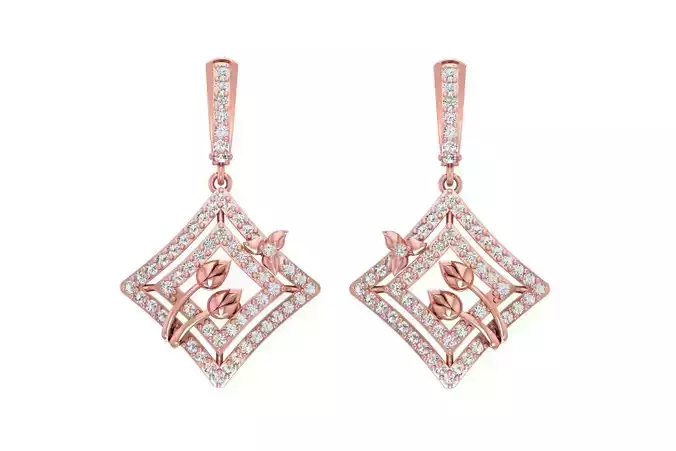 Women Drop Earring 3dm STL OBJ FBX Renders Details
