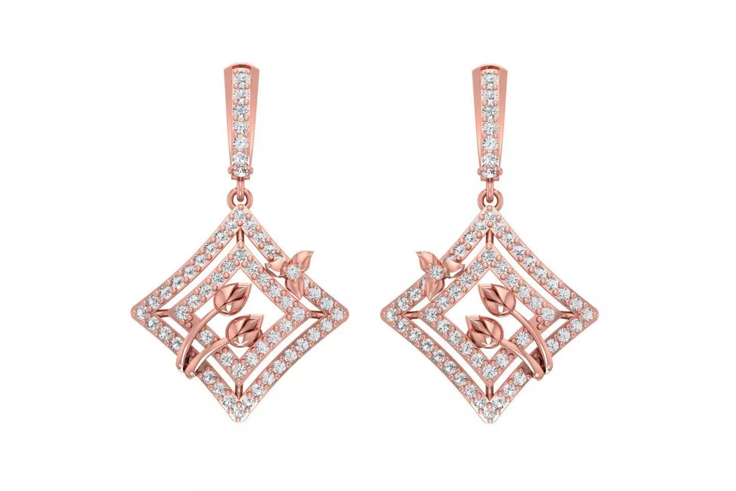 Women Drop Earring 3dm STL OBJ FBX Renders Details 3D print model_0