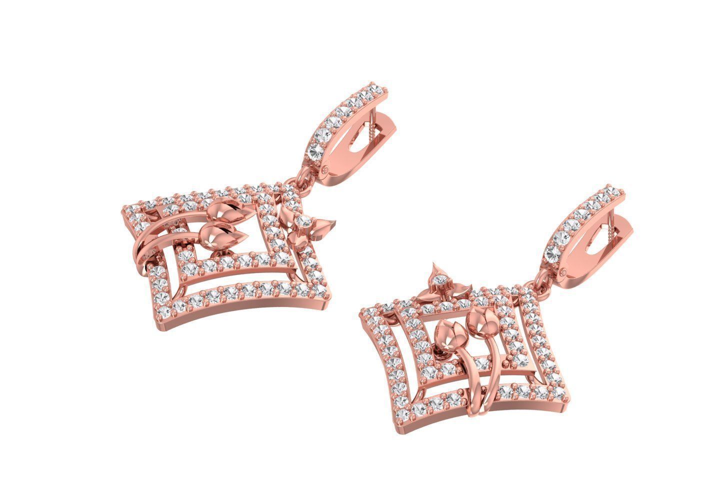 Women Drop Earring 3dm STL OBJ FBX Renders Details 3D print model_1