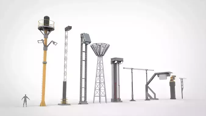 Sci fi street lighting 13 3D model