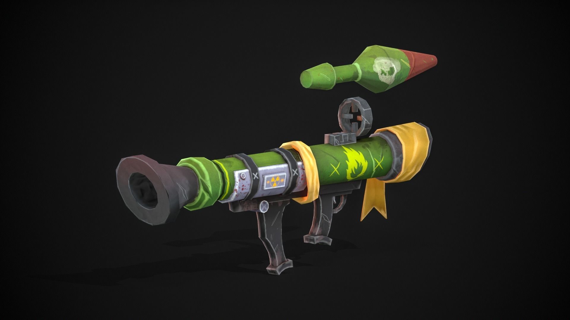 Stylized  Rocket Launcher Low-poly 3D model_10