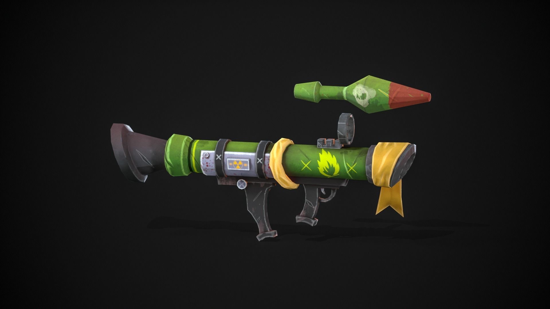 Stylized  Rocket Launcher Low-poly 3D model_9