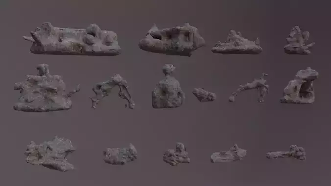 Low Poly Cliff Rock Set For Games 