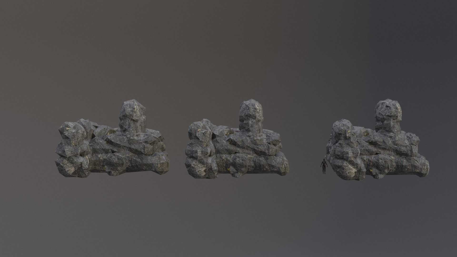 Low Poly Cliff Rock Set For Games  Low-poly 3D model_1