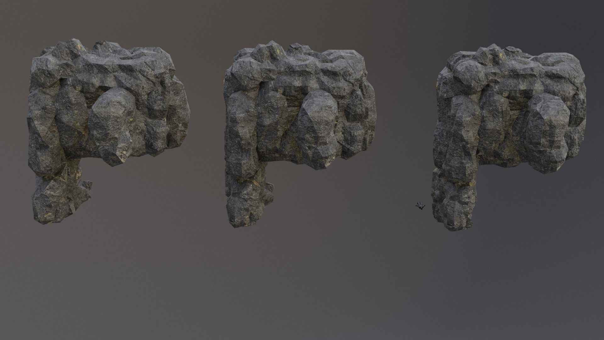 Low Poly Cliff Rock Set For Games  Low-poly 3D model_3