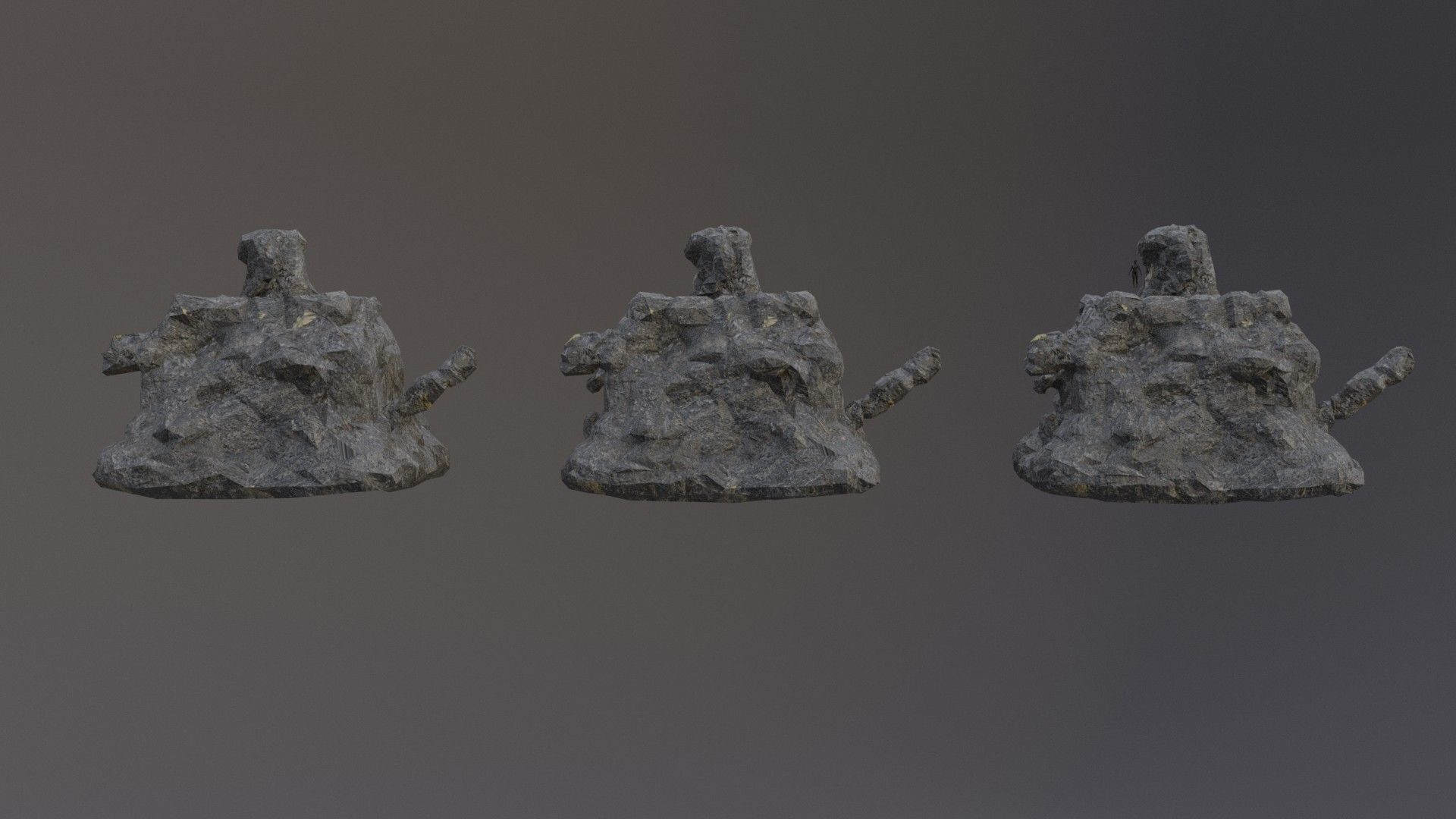 Low Poly Cliff Rock Set For Games  Low-poly 3D model_40