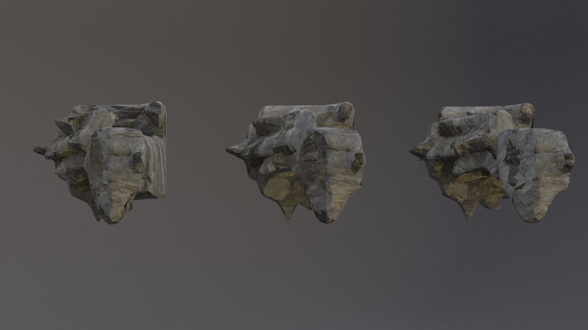 Low Poly Cliff Rock Set For Games Low-poly 3D model_27