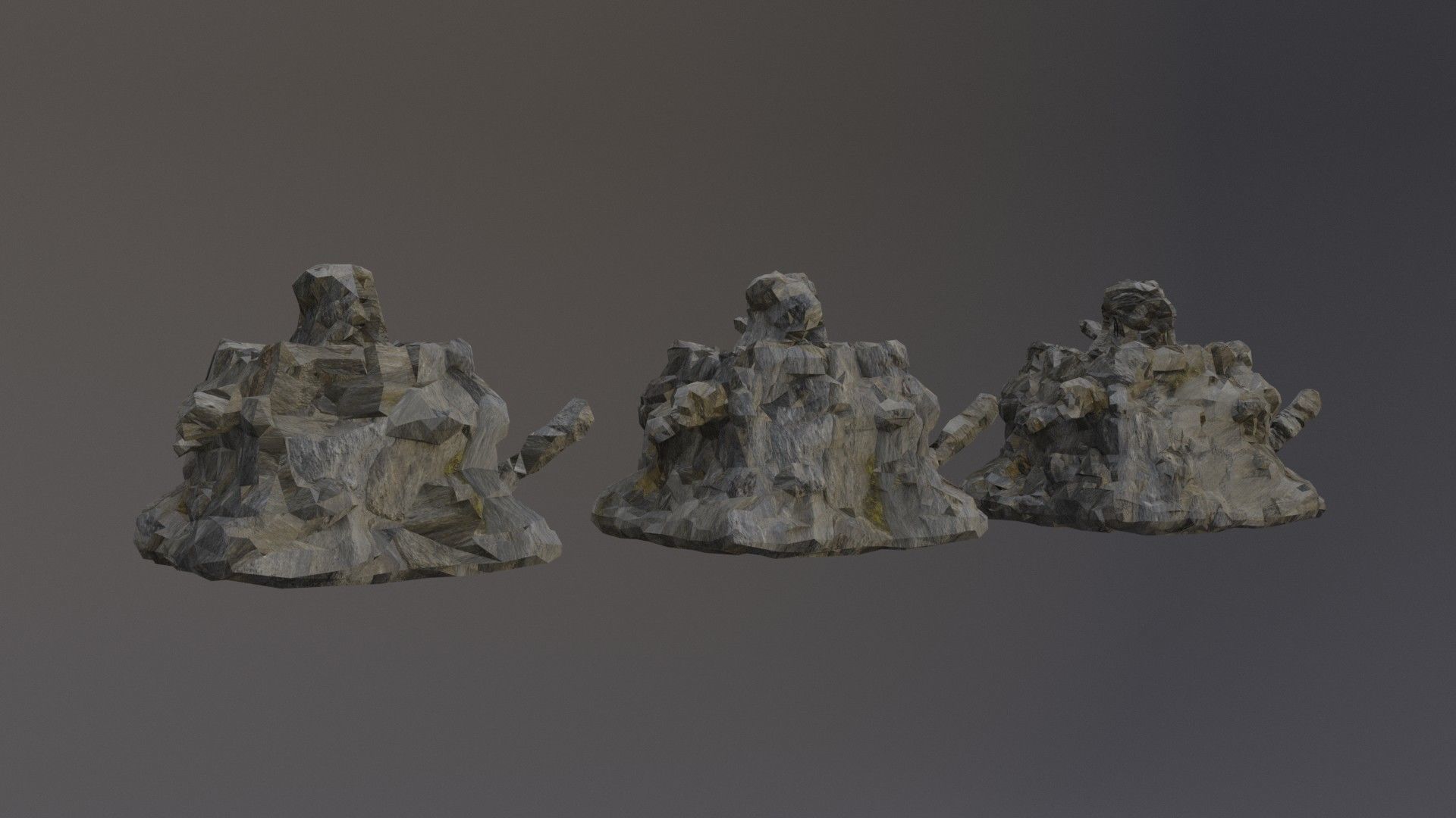 Low Poly Cliff Rock Set For Games Low-poly 3D model_41