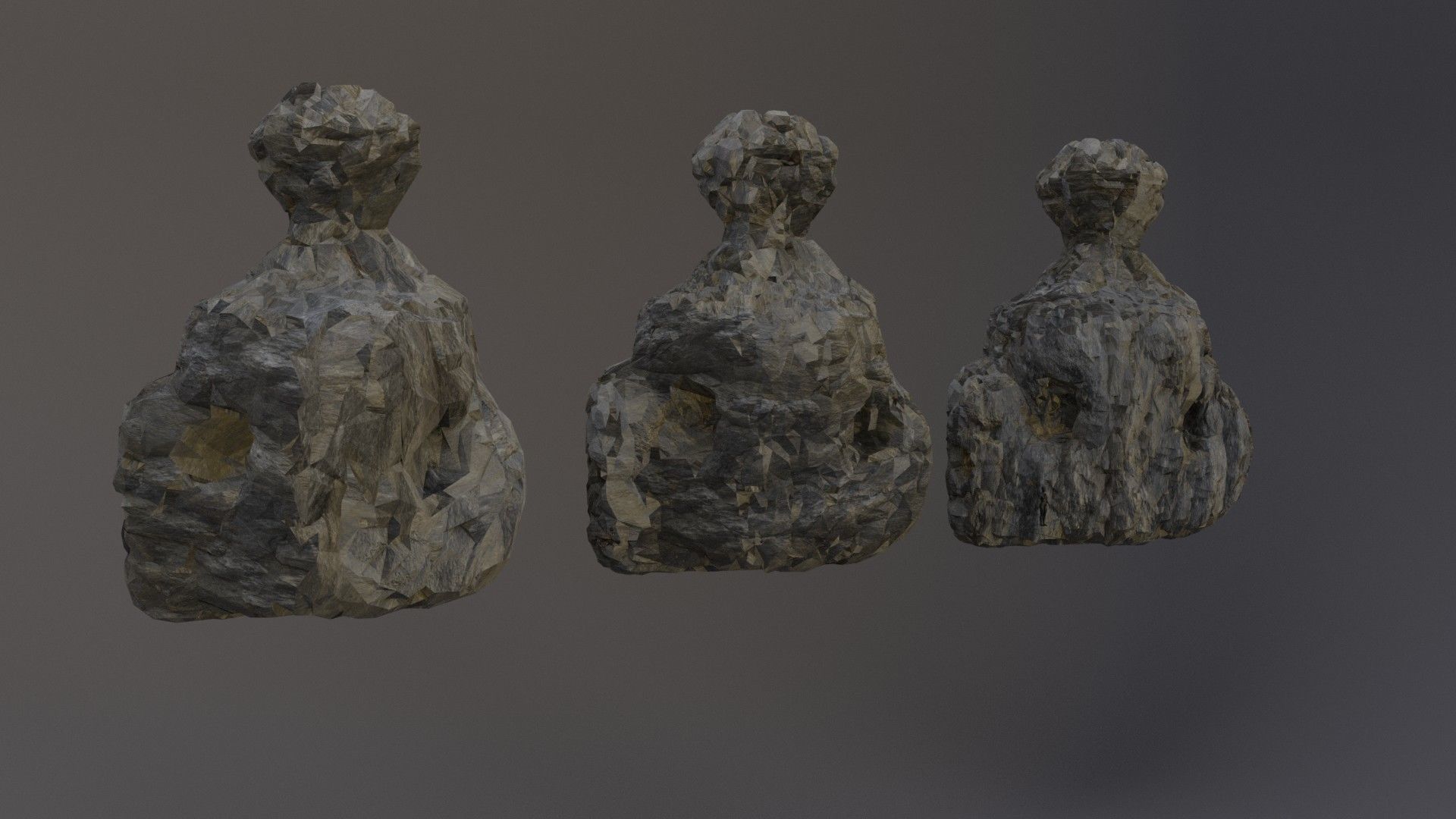 Low Poly Cliff Rock Set For Games Low-poly 3D model_11