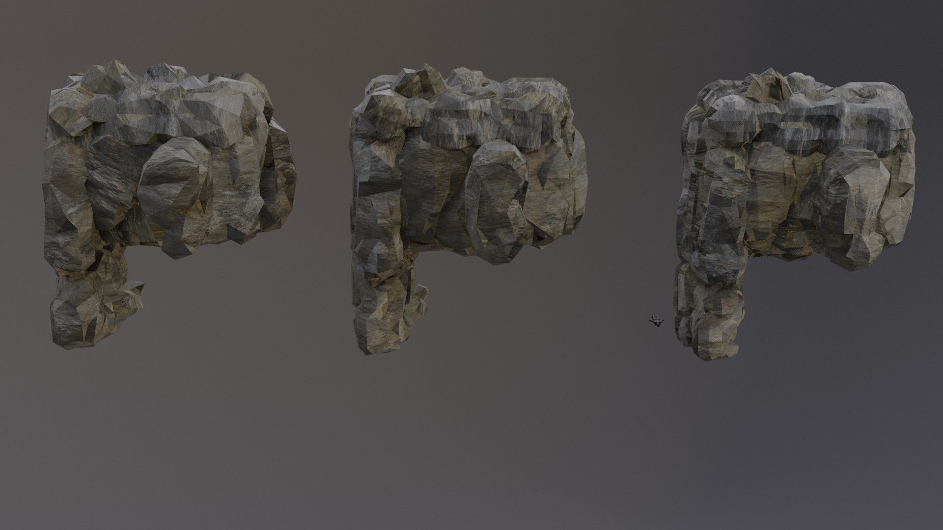 Low Poly Cliff Rock Set For Games Low-poly 3D model_3