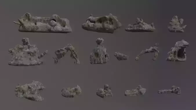 Low Poly Cliff Rock Set For Games